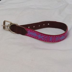 Mexican Leather Dog Collar Purple Periwinkle and Pink Size M